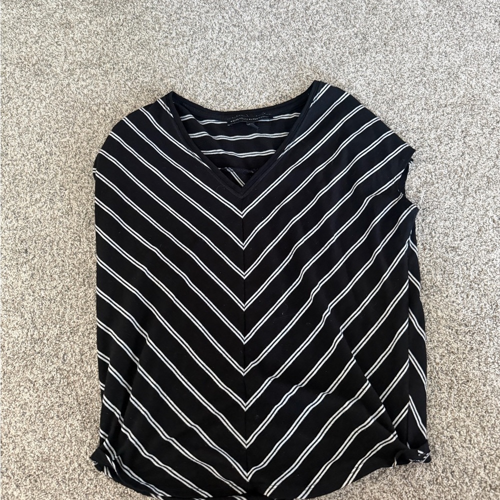 White House Black Market Chevron Striped V-Neck Top
